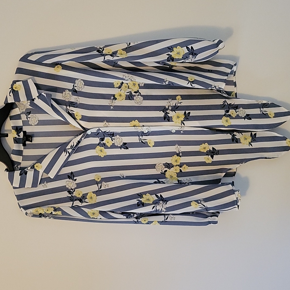 Ann Taylor Factory Striped Shirt, Size Large Petite